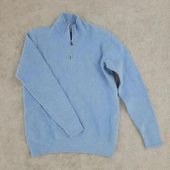 Southern Tide Men's M The Skipjack Light Half-Zip Mock Neck Polo Sweater 29PT - Picture 1 of 9